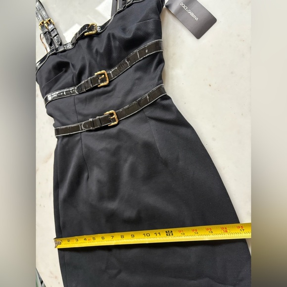 DOLCE & GABBANA Black Patent Buckle Strap Bondage Sexy Mini Dress 38 US 2 FLAWED - Picture 11 of 13